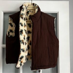 Reversible Brown Vest with Fleece Lining